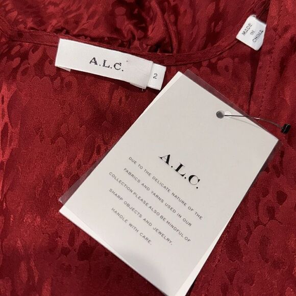 NWT ALC Alma Red Silk Wrap Front Blouse Size 2 - Picture 12 of 14